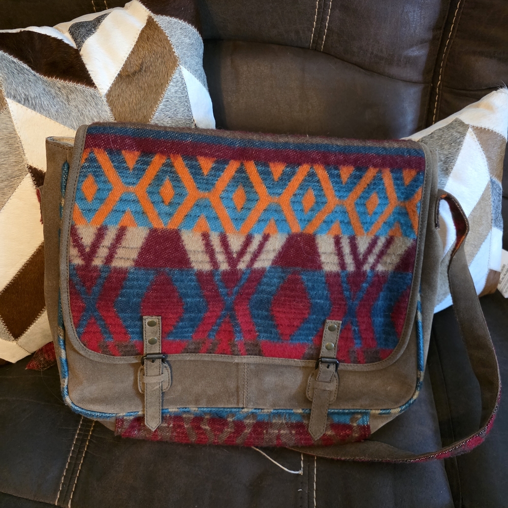 Tasha Polizzi Multicolor Aztec Pattern Messenger Bag for Men